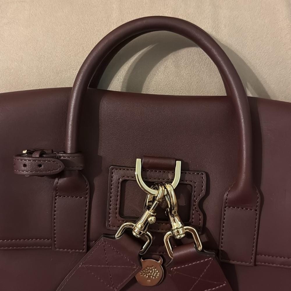 MULBERRY Calfskin Studded Medium Cara Delevingne Convertible Satchel in Oxblood - Picture 6 of 17